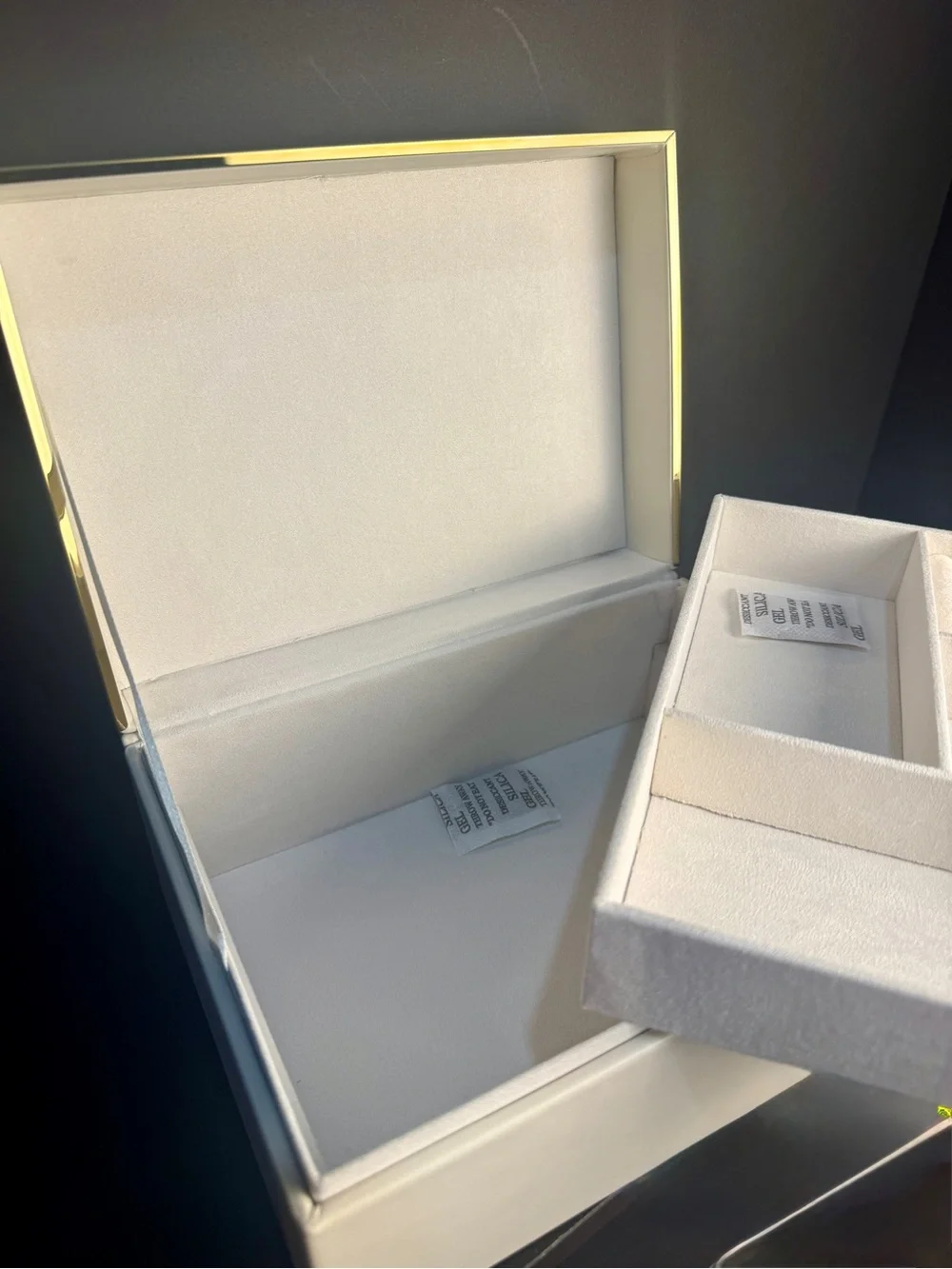Elegant Cream jewelry Box with gold Accent - Home Organization